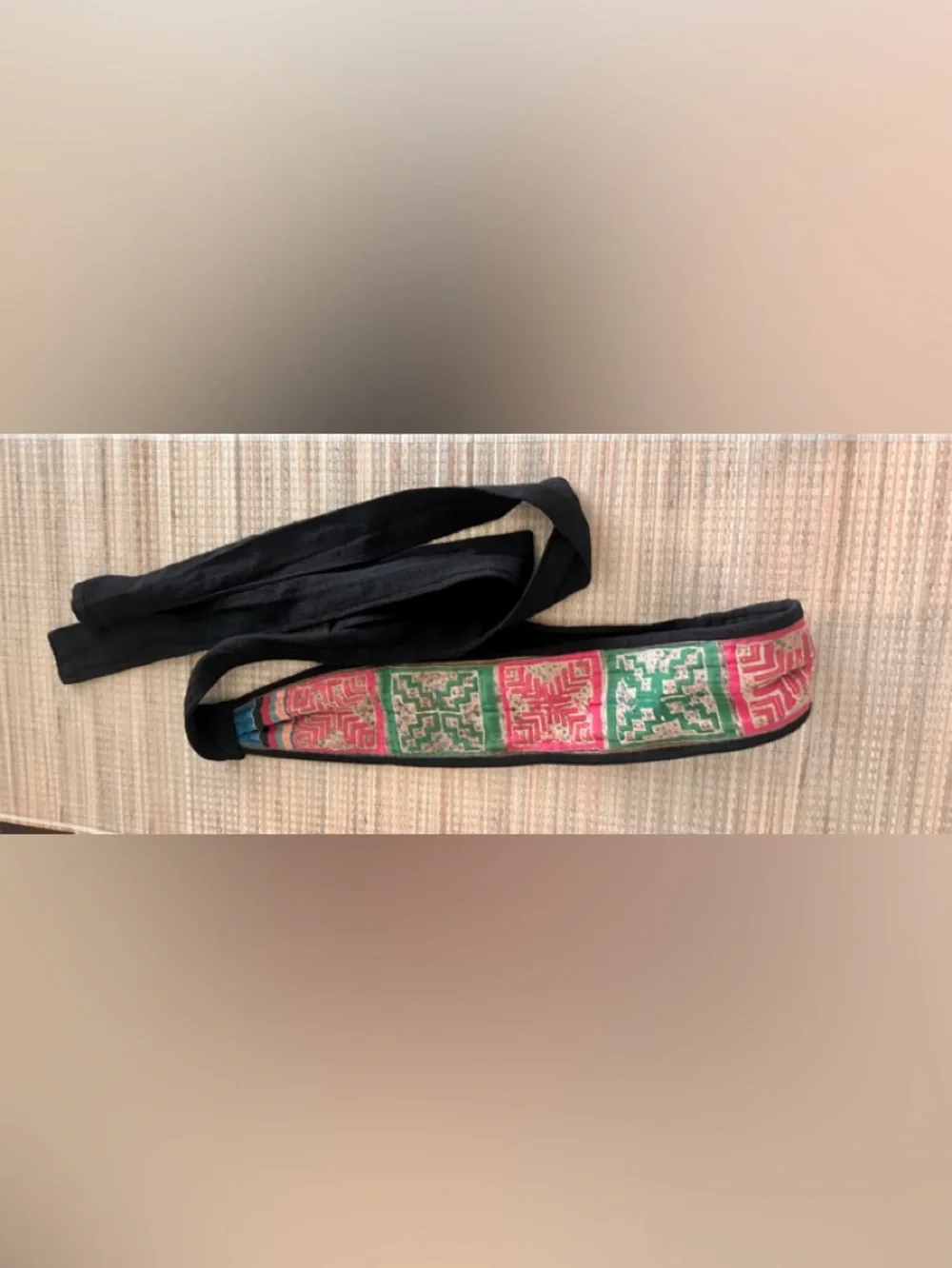 Vintage Hmong Paj Ntaub Obi Belt Boho Embroidered Wrap Money Belt